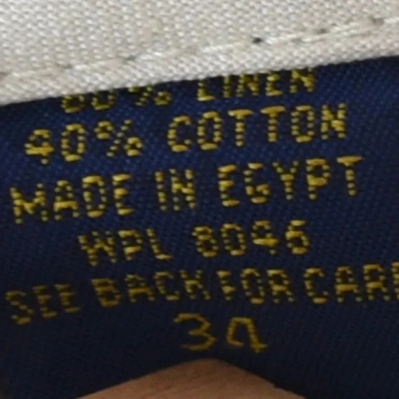 Club Room || Men's Regular Fit Linen Flat Front Shorts Natural Khaki Size 34 - Picture 5 of 8